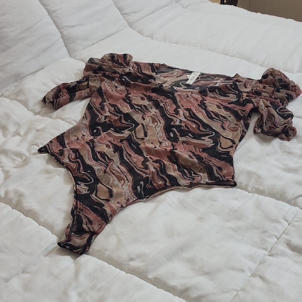 Mesh Abstract Patterned Bodysuit